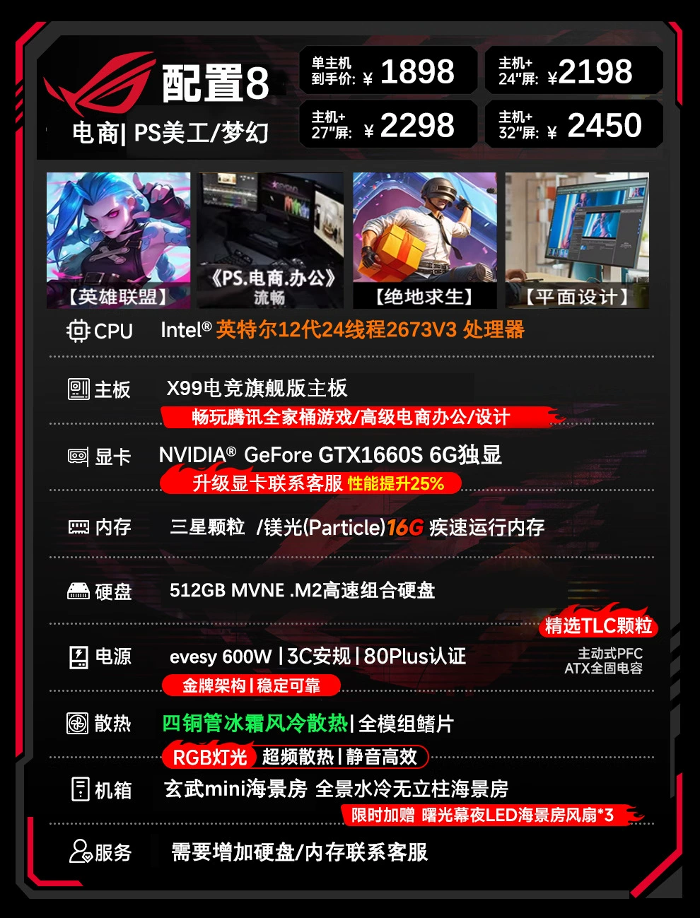 Настольный компьютер 5060, игровой e-sports и офисный ПК, конфигурации с отдельным дисплеем