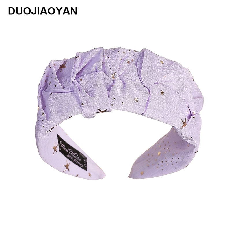 Creative New Chiffon Pleated Fabric Spring And Summer Simplicity With Gold Flash Wide Brim Hair Band Non-slip All-matching Headband display picture 8