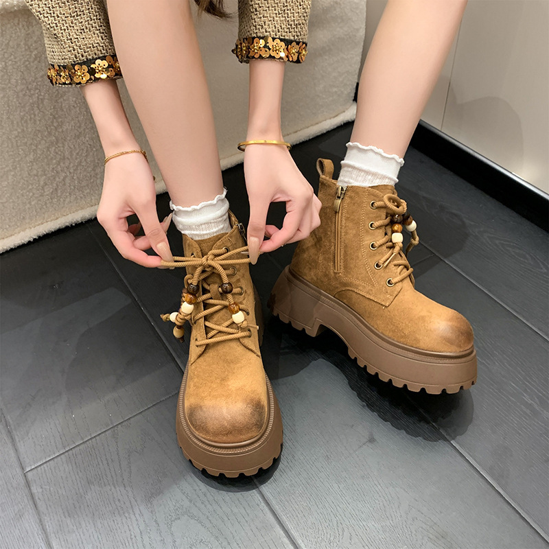 厚底马丁靴女2025秋冬季新款小个子增高时装靴短筒英伦风女靴批发|undefined