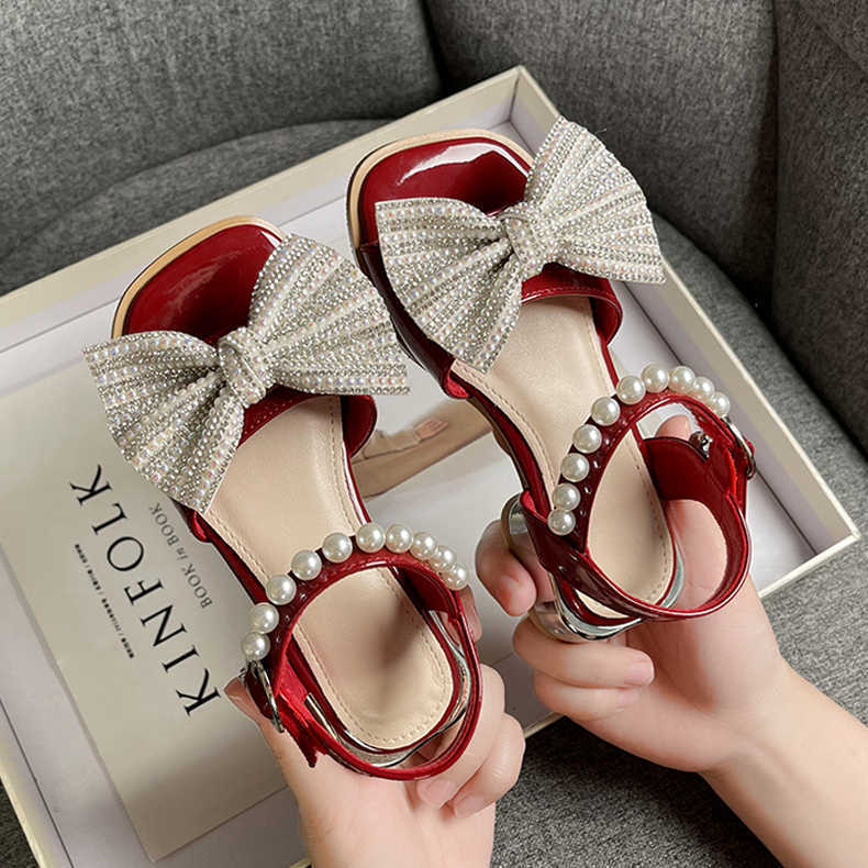 Girls Summer Sandals 2025 New Children's Baby Girl Rhinestone Little Girl Rhinestone High Heel Princess Sandals