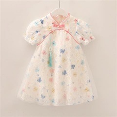 Children's cheongsam 2024 new style summer stylish dress girls' Republic of China style ancient style Hanfu Chinese Tang suit skirt 