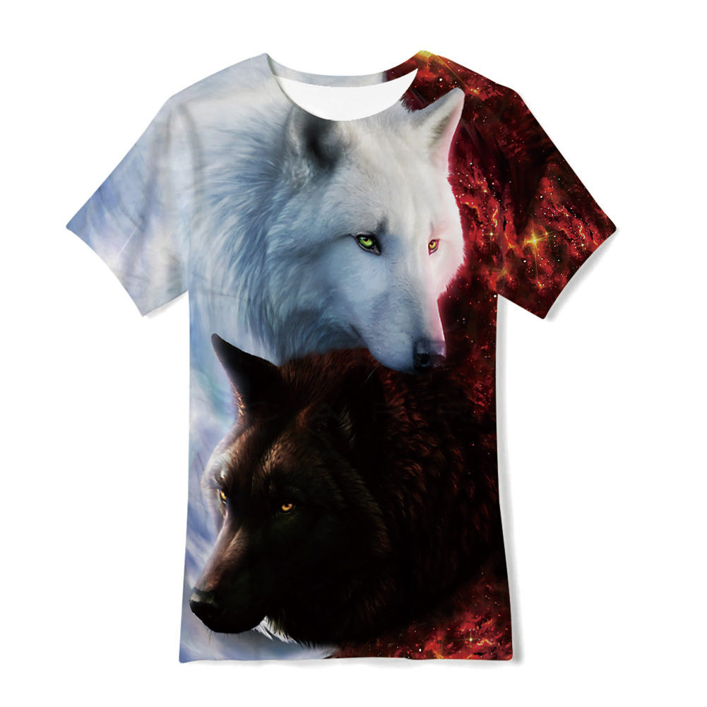 Camiseta de manga corta holgada de verano con pigmento de siete colores para niños, con estampado digital 3D de comercio exterior transfronterizo.