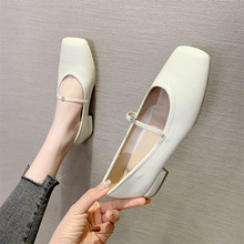 18法式方头浅口玛丽珍鞋女2024年春夏新款纯色低跟松紧带软面单鞋