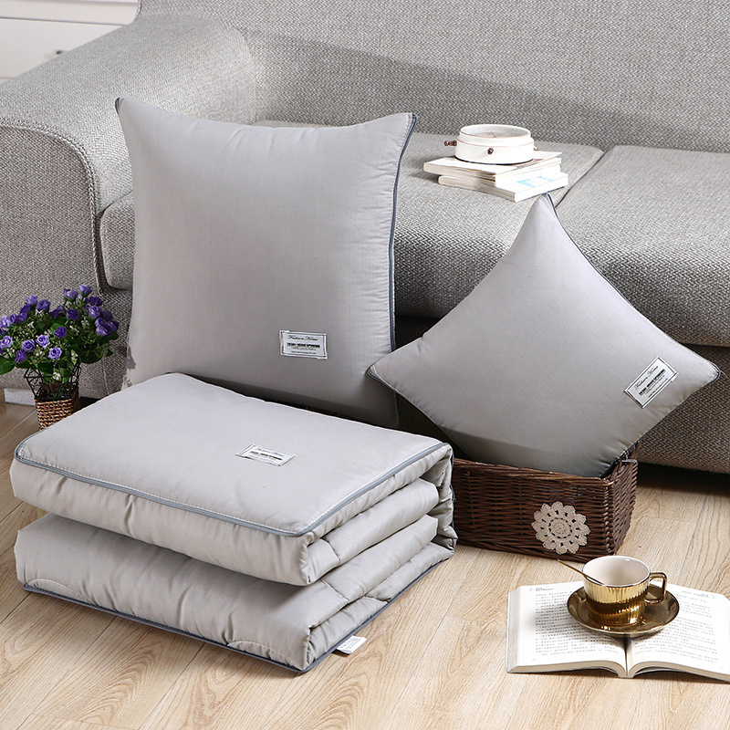 라이트 그레이-간단한 패치 자수 베개 이불