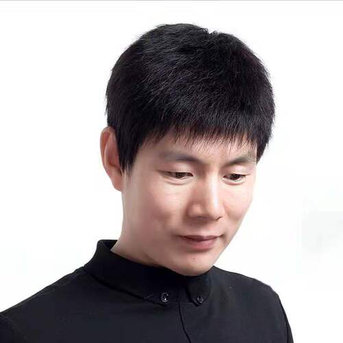 Full real hair men's wig full head natural hair partial short hair light and breathable men's wig full head