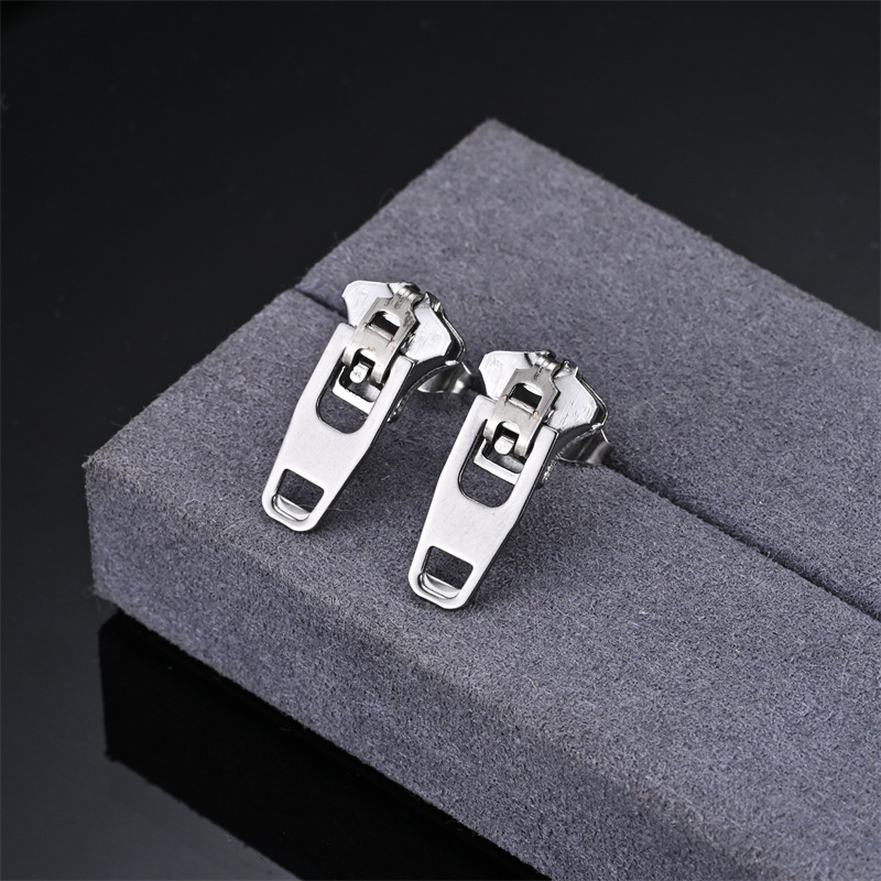 Drop Earrings Classification 1 Pair Streetwear Geometric Zipper Plating 304 Stainless Steel Drop Earrings