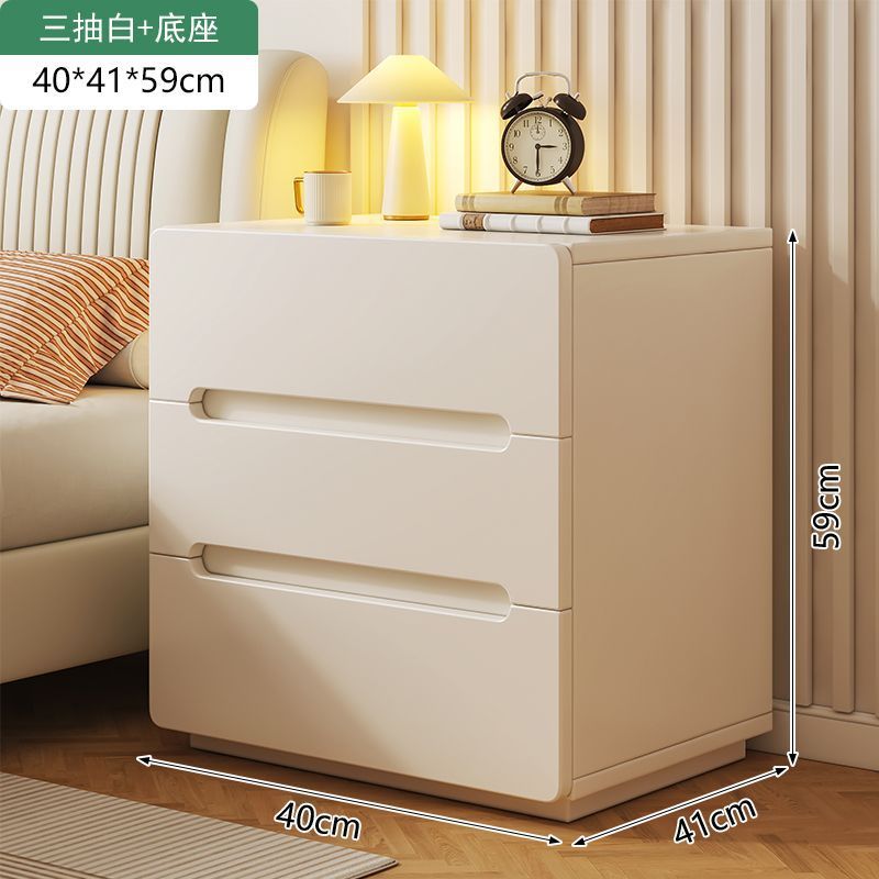 [원목 생태보드] 서랍 3개, 크림화이트 + 베이스 40cm