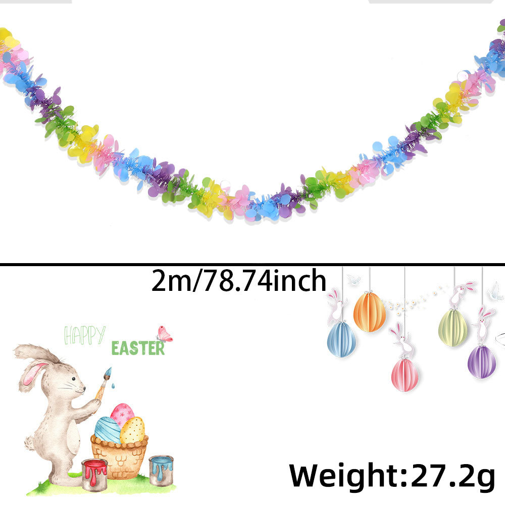 Suministros de fiesta de Pascua de 2m de color Rubea colgante de fiestas decorativas de huevos de flores de color