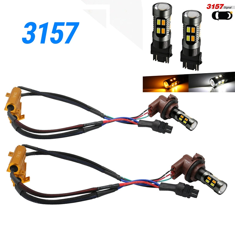 Оптовые производители белый янтарный 3157LED стоп-лампа DRL рулевого управления с декодером для европейских и американских автомобилей