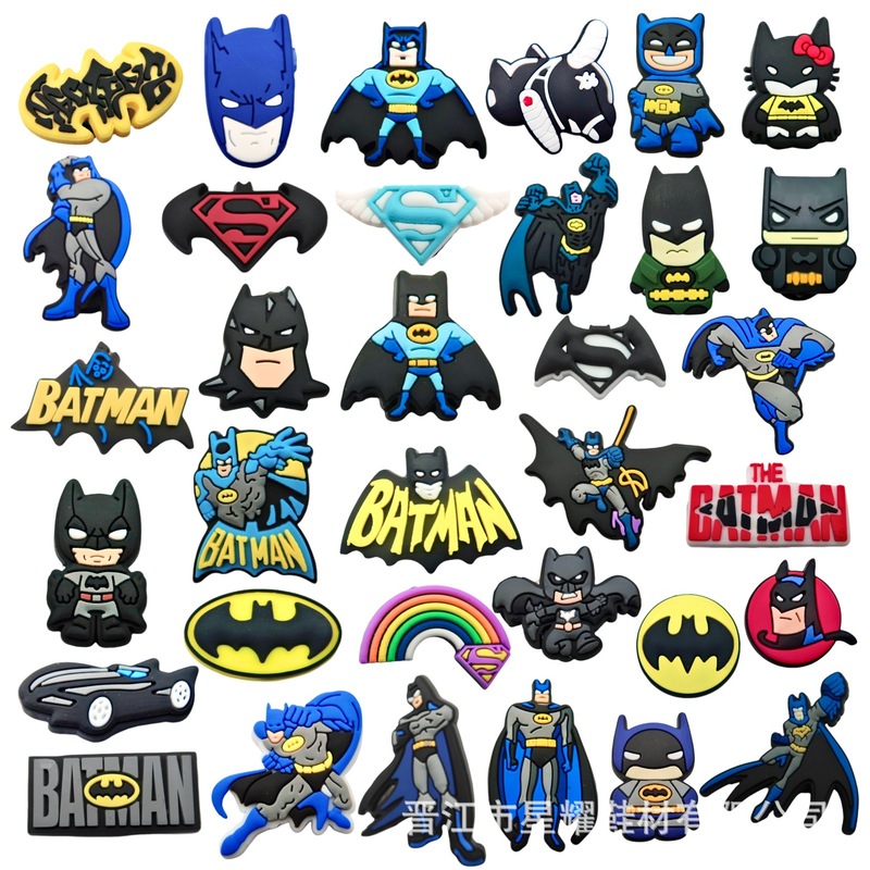 Cartoon Batman Series Crocs Shoes Flower Shoe Buckle Removable Pvc Soft Shoe Accessories Spot Wholesale