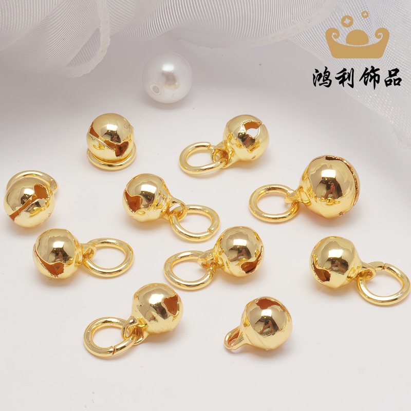 14K包金配件 8mm铃铛挂件小吊饰 diy手工串手链吊坠配件挂坠材料|undefined