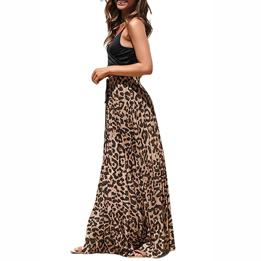 2022 Summer Women's Clothing Leopard Print High-Waisted Long Bohemian Flared A-Line Skirt For Women_voghion.com