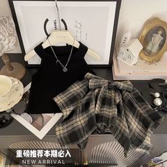 New trendy American style girl's summer set two-piece A-line gauze skirt and pants, model 0055A046