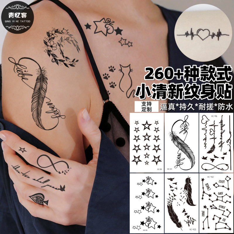 Cross-Border Supply Wholesale 260+ Styles of Small Fresh Temporary Tattoo Stickers Harajuku Korean Style Ins Stylish for Men and Women