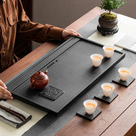 大道至简人造石英石茶盘整块家用办公室桌面大茶几泡茶台单层简约