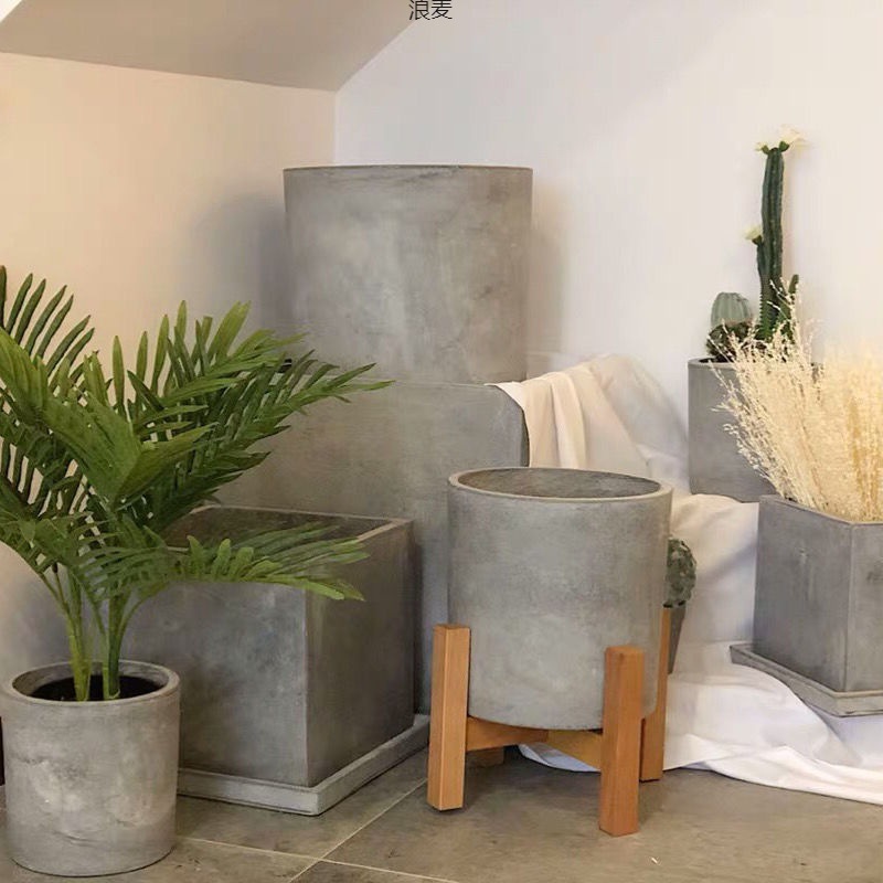 Macetas de barro de viento industrial de celebridades de Internet Macetas de plantación de plantas verdes de monstera retro Macetas de cemento cilíndricas ins al por mayor
