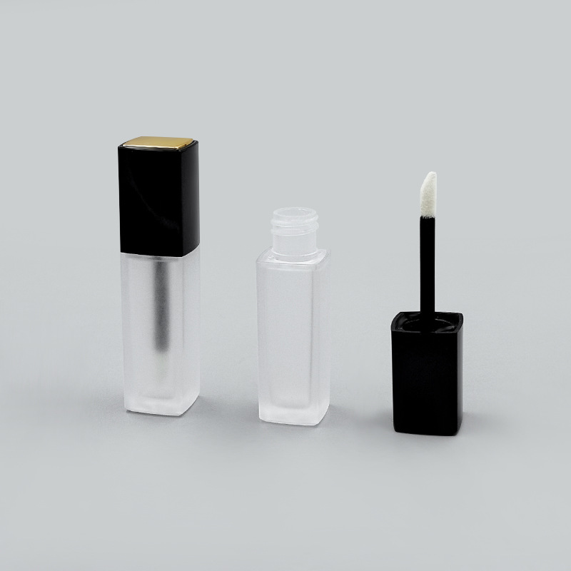 方形唇釉管空管子5ml黑盖金顶唇彩管磨砂唇蜜分装遮瑕管