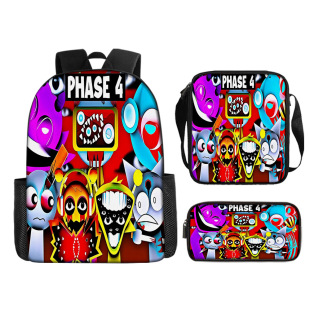 In-Stock Rhythm Box Cartoon Elementary School Student Backpack Sprunki Peripheral Starry Sky 16inch Backpack 3-Piece Set