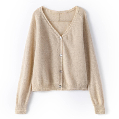 tender Lazy Pure Cashmere Cardigan sweater V-neck knitting coat Outside the ride have cash less than that is registered in the accounts 2021 spring and autumn