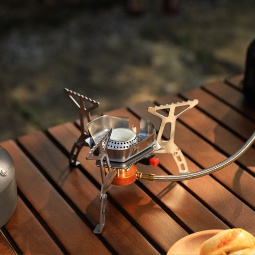 Outdoor mini windproof stove split gas stove Wild camping picnic fishing stove flat gas tank stove