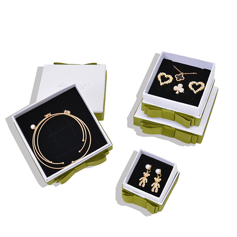 Moda Blanco flotante Plaid carretera arco joyería caja de embalaje collar pulsera joyero pendientes anillo caja de presentación