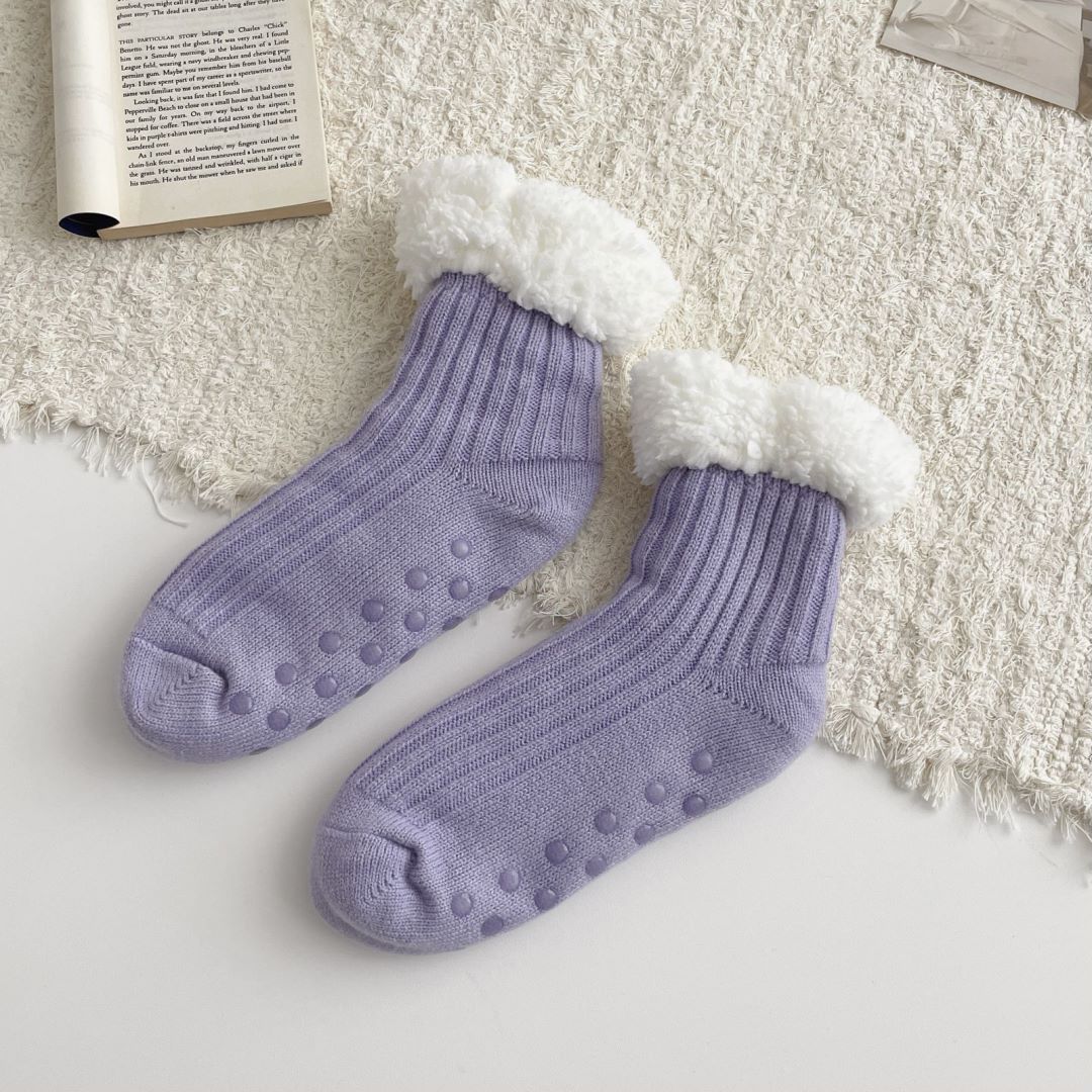 Velvet keep warm knee socks, mid-length