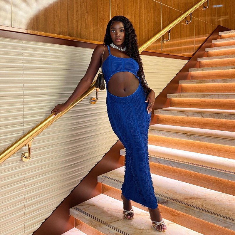Special Offer A558Ds European and American Export Summer New Solid Color Sleeveless Strap Sexy Midriff-Baring Slim Long Dress Special Offer A558Ds European and American Export Summer New Solid Color Sleeveless Strap Sexy Midriff-Baring Slim Long Dress