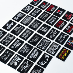 跨境新徽章補丁刺繡patch 布貼刺繡黑白色英文布貼英文字母長方形