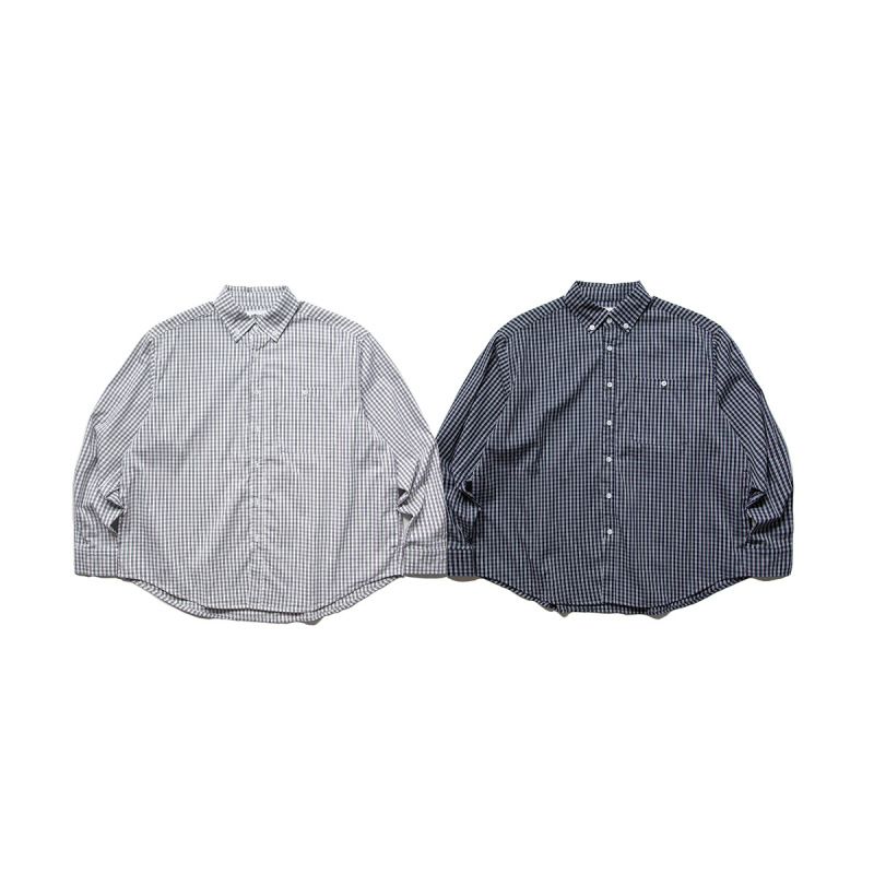 City Fanpin 2023 Autumn New Small Plaid Silhouette Curved Hem Long Sleeve Shirt Casual and Easiest for Match