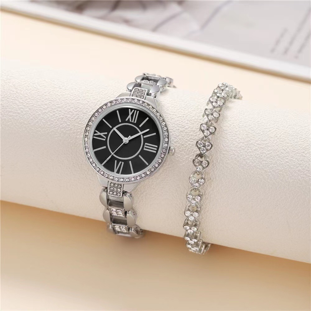 2023 Nuovo prodotto da donna Orologio con bracciale con quadrante romano con diamanti Orologio da polso al quarzo con confezione regalo versatile di lusso alla moda_voghion.com