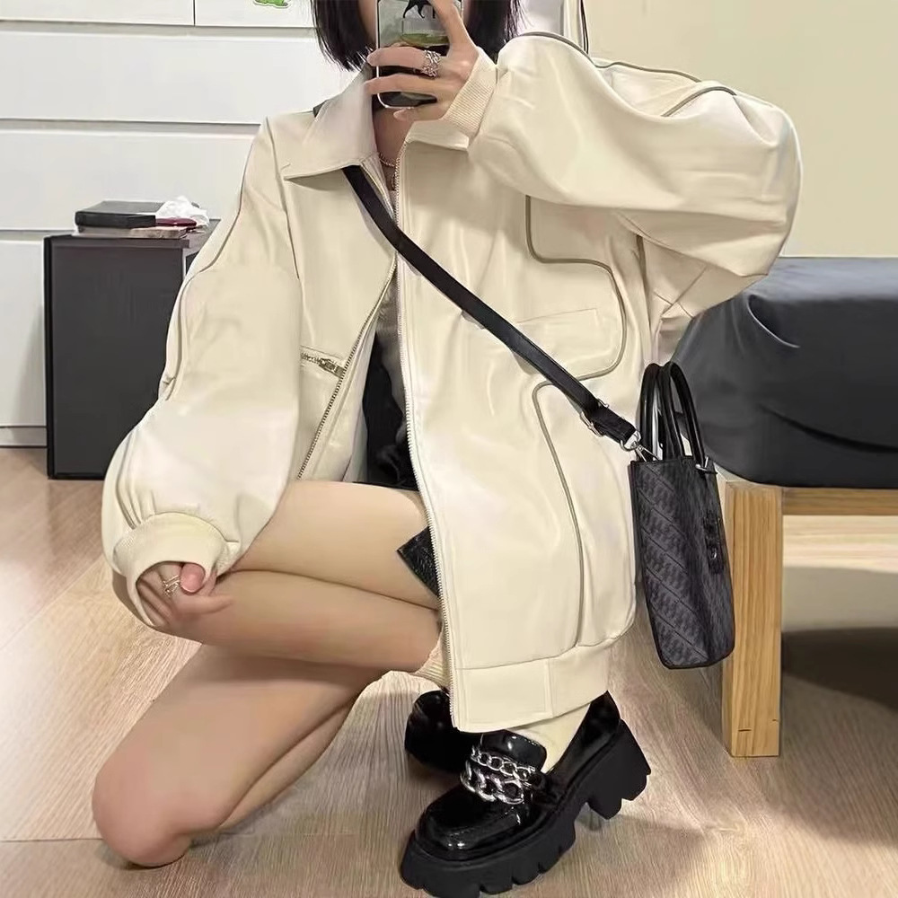 Padrino chaqueta de cuero de locomotora de gran tamaño nicho, chaqueta de cuero de guangzhou, chaqueta de cuero retro americana.