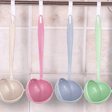 出口小麦秸秆勺子 汤勺漏勺二合一长柄塑料大勺子 餐具火锅勺批发