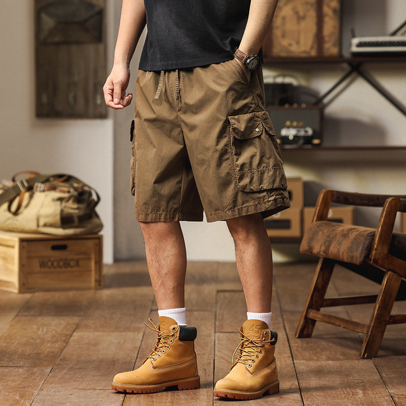 Amazon Summer New Cargo Shorts Multi-Pocket Knee-Length Shorts Men's Beach Shorts Breathable Thin Versatile Shorts