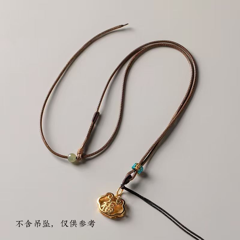 黄金吊坠绳配绳长度可DIY挂件手编织绳项高端玉佛头挂坠黑绳|undefined