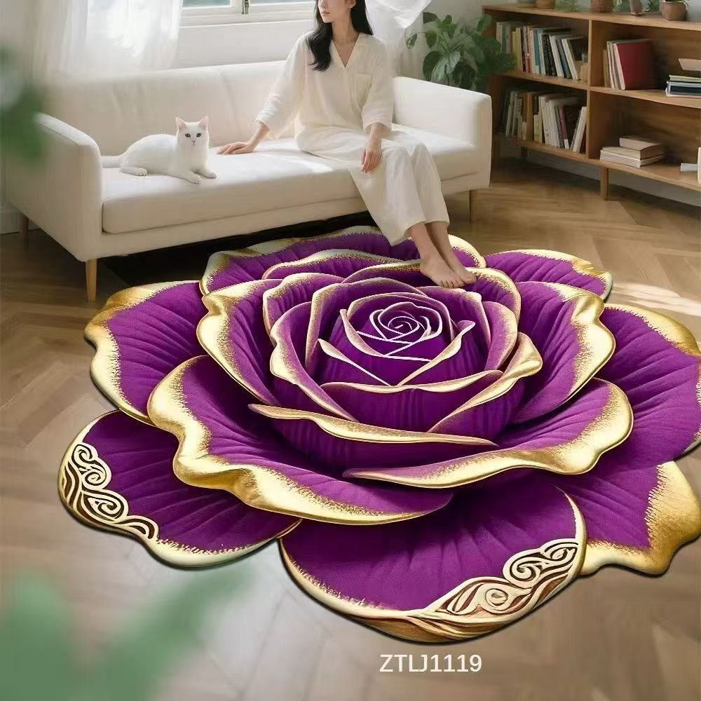 3D Visual Flower Shaped Diatom Mud Floor Mat Washstand Decorative Floor Mat Bathroom Absorbent Foot Mat Bathroom Floor Mat