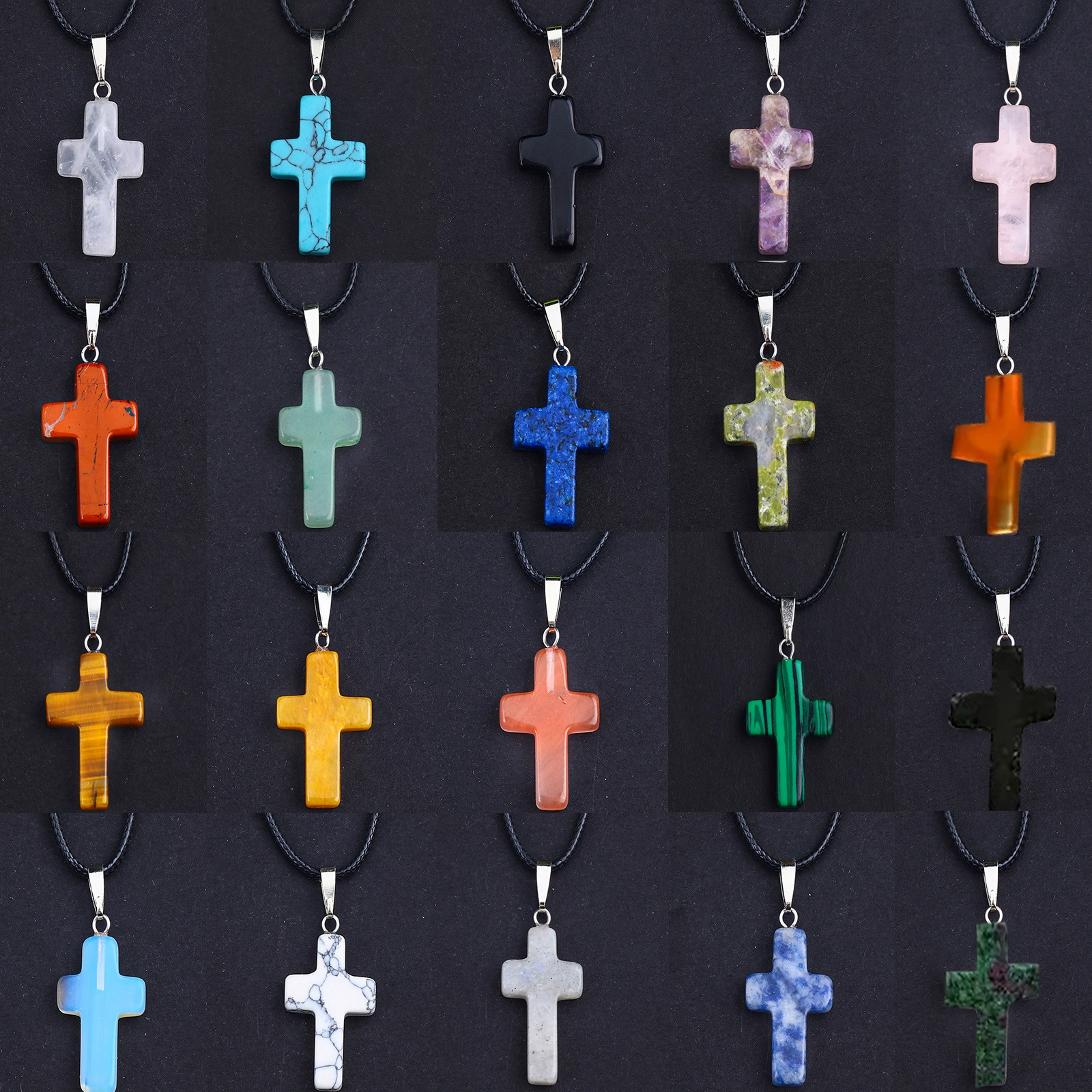 Трансграничные горячие продажи натуральный камень хрустальный крест кулон аметист розовый драгоценный камень ремесла ювелирные изделия аксессуары DIY ювелирные изделия