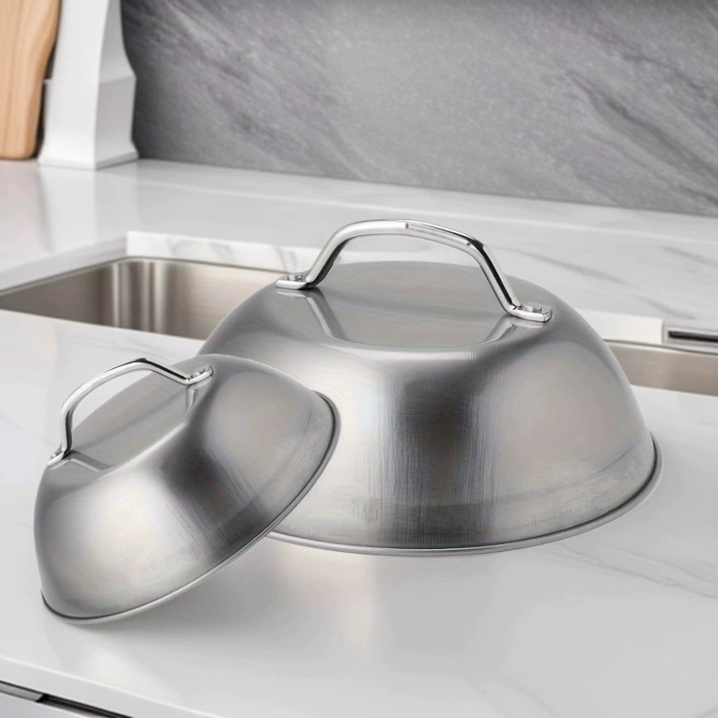 Бытовая крышка для кастрюли из нержавеющей стали, крышка для кастрюли для барбекю на открытом воздухе, трансграничная крышка для сковороды для стейка 9inch с защитой от ожогов, инструмент для темпура