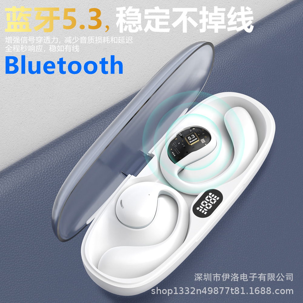 Auriculares inalámbricos Bluetooth con gancho para la oreja, conducción ósea, no intrauditivos, adecuados para deportes, no se caen, alta calidad de sonido, batería de larga duración, venta al por mayor