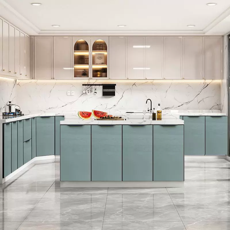 厨房橱柜大理石台面不锈钢水盆柜简易组装经济型洗菜盆柜一体佛山