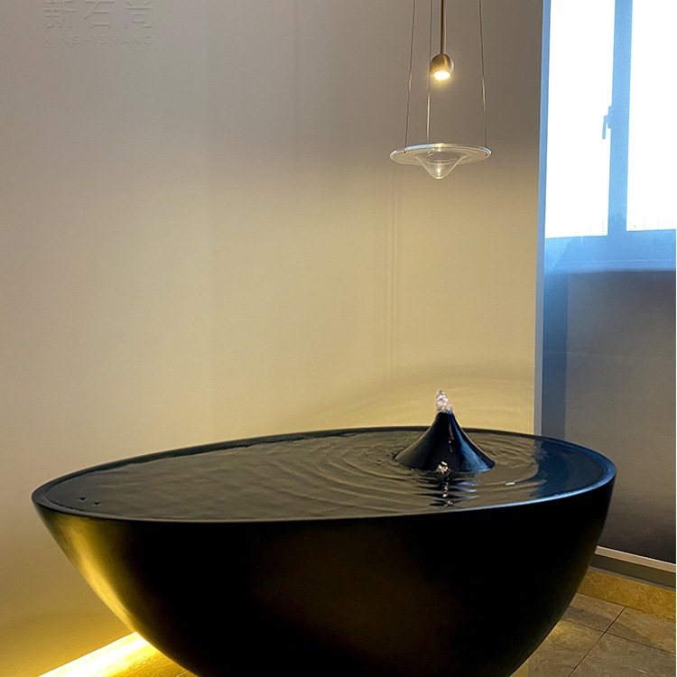 创意禅意喷泉摆件水滴山水水景小品简约现代流水会所装饰水钵聚宝