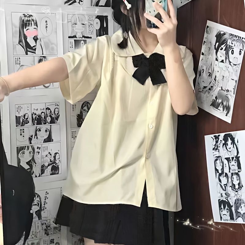 Short-sleeved Shirt Women's Summer Campus Style Doll Collar Top Sweet College Style Korean Style School Uniform JK Uniform suit Short-sleeved Shirt Women's Summer Campus Style Doll Collar Top Sweet College Style Korean Style School Uniform JK Uniform suit