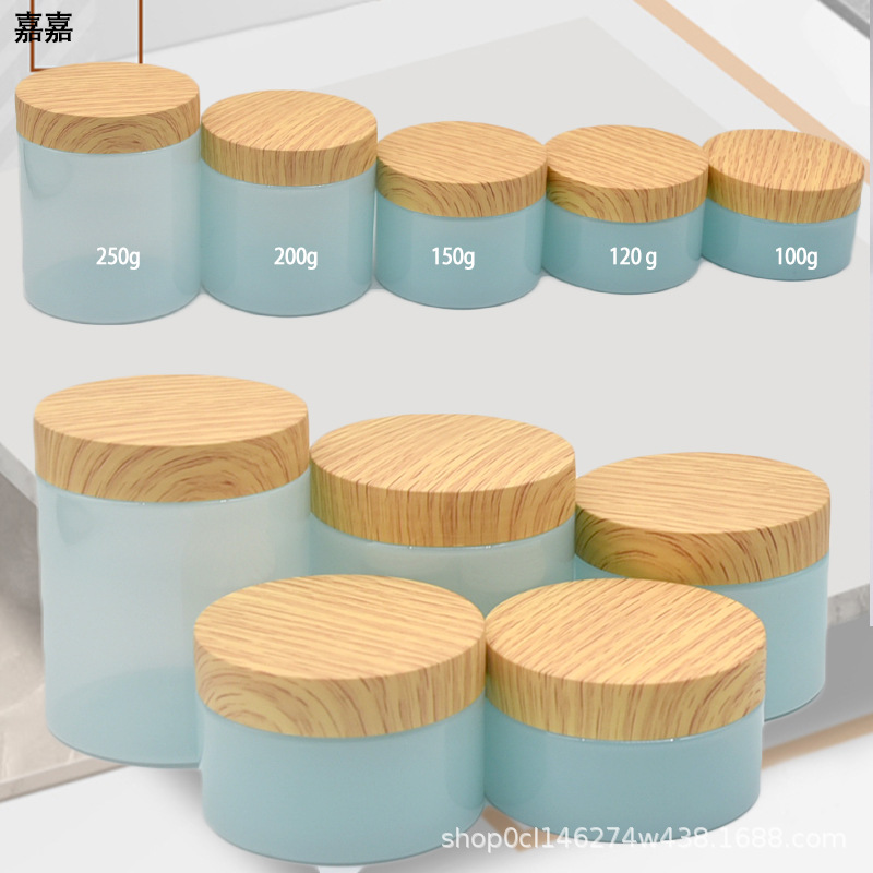Embalaje cosmético Tarro crema sub-embalaje botella vacía máscara tarro cubierta de grano de madera botella de crema para mascotas
