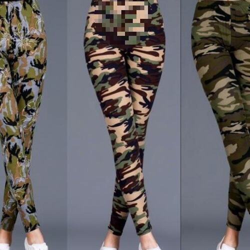 Women's camouflage suede cropped pants women's camouflage sanded nine-point pants