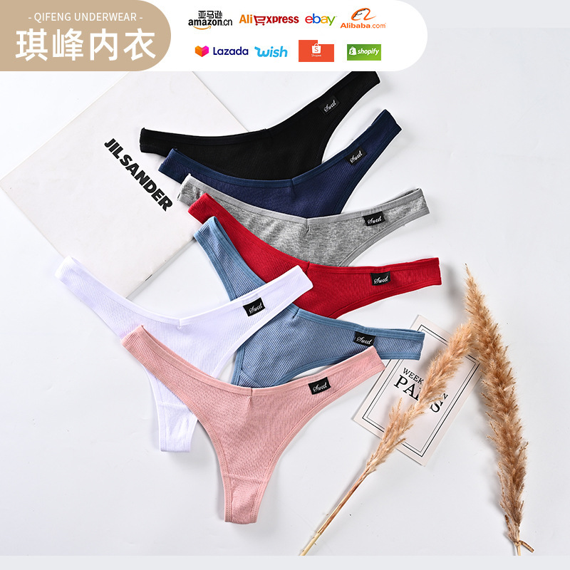 Women's Triangle Panties, Foreign Trade European and American Style Thong Underwear, Cotton Sexy Low-Waist Panties, High-Slit Triangle Panties Wholesale
