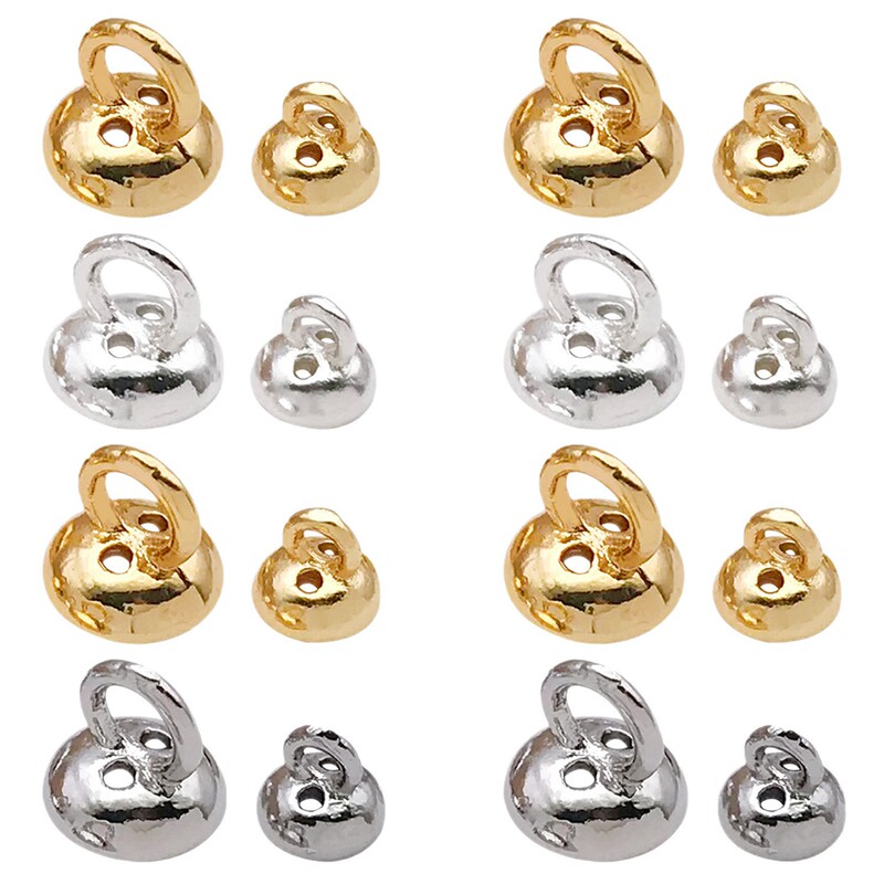 高色保持 18K ゴールドフィルド 吊り下げキャップ 糸穴付き パールボタン 仕上げバックル DIY ブレスレット ネックレス ジュエリー アクセサリー|undefined