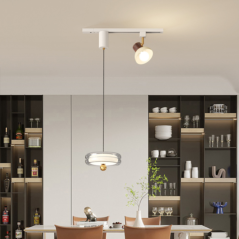 Araña de vidrio de estilo antiguo, lámpara de bar de restaurante, mesa de comedor retro francesa, lámpara de salón de té, foco de pista LED, sentido avanzado