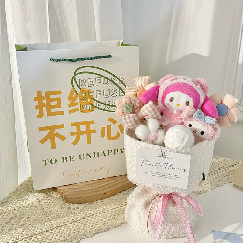 Plush Doll Bouquet for Valentine's Day, Cartoon Character Gift Plushies, 20×5×30 cm