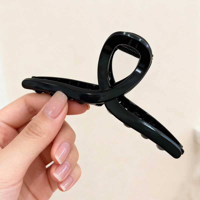 Черная глянцевая заколка-крабик, 13см