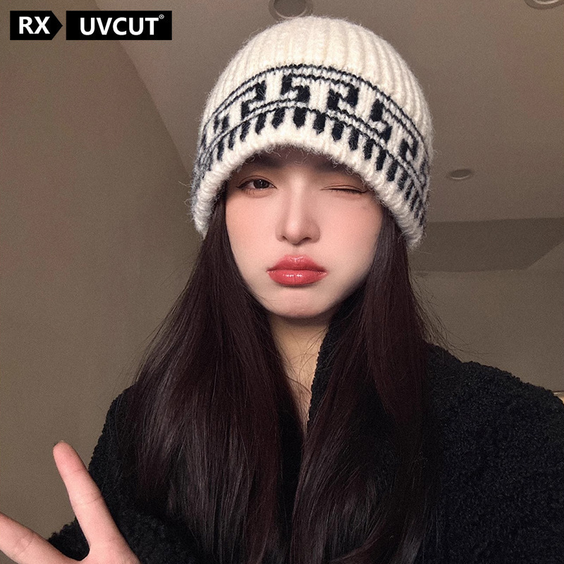 潮牌ins博主套头针织帽子女秋冬天韩版显脸小毛线帽保暖水桶盆帽|undefined