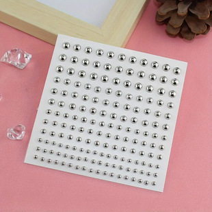 Cross-border Hot Sale Metallic Color Semi-round Bead Diamond Paste Acrylic Lip Nail Nose Nail Eyebrow Nail Patch DIY Stage Accessories